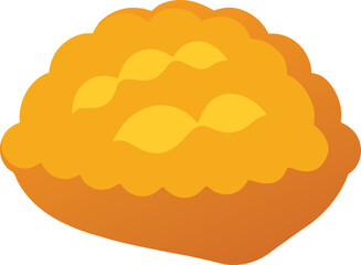 Golden Orange Dessert Pie Vector Icon, Flat Design Food Illustration with Wavy Crust and Decorative Top