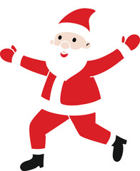 Happy Santa Claus Running Flat Design Vector Illustration