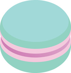 Mint Green and Pink Macaroon Isometric Icon, Sweet Dessert Vector Illustration