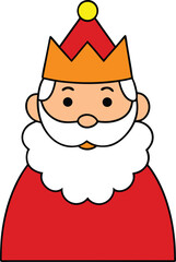 Cartoon King Figure with Golden Crown and White Beard