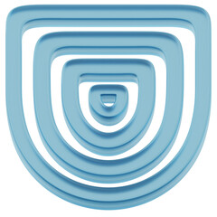 3D Layered Blue Glass Arch Shield Icon
