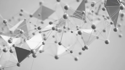 Abstract geometric network structure with connected spheres and triangles. - Powered by Adobe