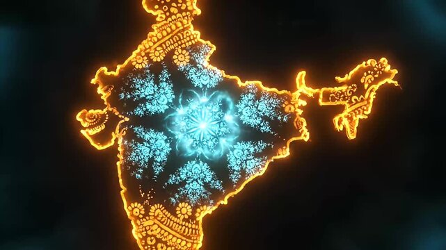 glowing india map digital design technological pattern