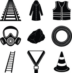 Miner Black vector isolated And White Background
