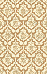 Seamless Antique Damask Pattern On Ivory Background