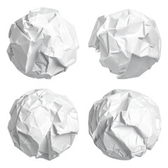 Fototapeta premium Four crumpled balls of white paper are shown against a black background in a studio shot