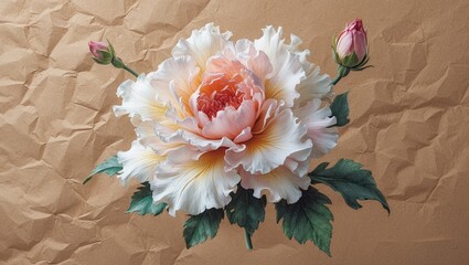  illustration of delicate flowers on rustic kraft paper.
Abstract botanical illustration for generated by AI generative