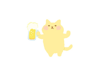 ビールで乾杯するかわいい猫のベクターイラスト素材
