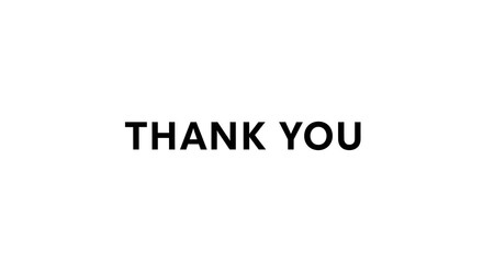 A simple thank you message in bold black font centered on a plain white background thanking someone