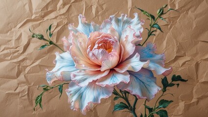  illustration of delicate flowers on rustic kraft paper.
Abstract botanical illustration for generated by AI generative