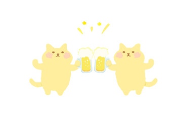 ビールで乾杯するかわいい猫のベクターイラスト素材