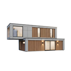 Modern Prefabricated Home Design Displays Wood Cladding and Large Windows at Night