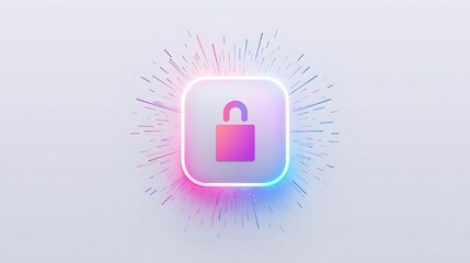 neon glowing digital security lock