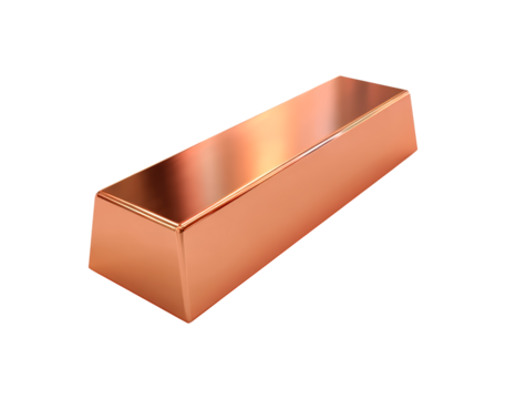 Shiny copper bar reflecting metallic sheen on transparent background - Powered by Adobe