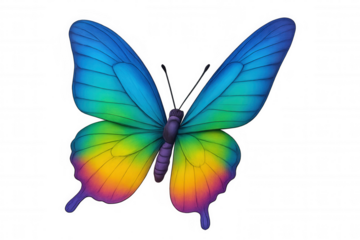 Rainbow butterfly with colorful wings, a symbol of freedom, transformation, and positivity on transparent background