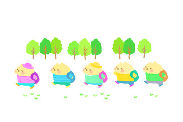 遠足に行く可愛い猫のベクターイラスト素材