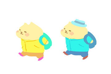 ハイキングを楽しむ可愛い猫のベクターイラスト素材