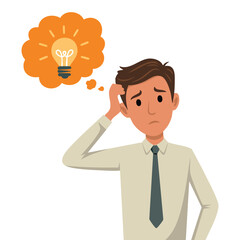 Flat style businessman with idea concept vector illustration representing solution of the problem creative business and innovative strategy design