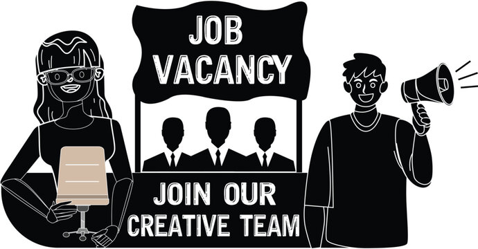 Creative Hiring Vector Illustration &ndash; Job Vacancy Announcement for Modern Business