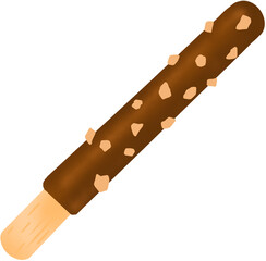 빼빼로데이: 부서진 견과류가 뿌려진 초코 막대 과자 일러스트. 빼빼로 일러스트. PNG