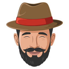 Hipster cartoon character avatar vector illustration isolated design element suitable for social media, posters, website graphics, and creative projects