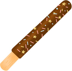 빼빼로데이: 귀여운 스프링클이 뿌려진 초코 막대 과자 일러스트. 빼빼로 일러스트. PNG