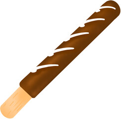 빼빼로데이: 화이트 초코 데코가 된 깔끔한 초코 막대 과자 일러스트. 빼빼로 일러스트. PNG