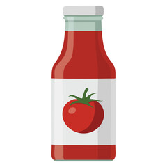Ketchup bottle vector illustration perfect for condiment packaging, culinary design, tomato sauce, food themed artwork, and cartoon flat style isolated creative designs