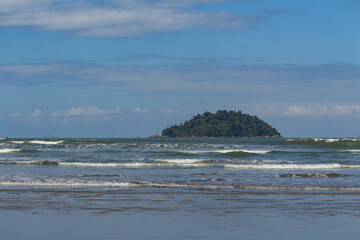 Peru&iacute;be, SP, Brazil - June 01st, 2025: Abrigo and Guararitama Island, better known as Guarau Island because it is in front of the beach of the same name.