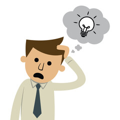 Vector illustration in flat style of businessman with idea solution of the problem perfect for creative strategy concept and business innovation themes