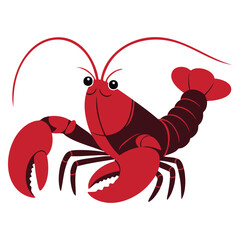 Vector illustration of bright red lobster detailed claws spots antennae isolated on white background ideal for seafood, marine, and culinary themed designs