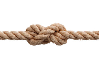 Close-up of strong rope knot on transparent background