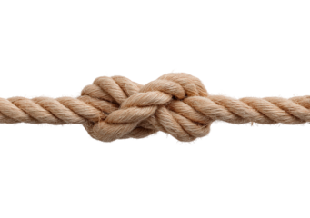 Close-up of strong rope knot on transparent background