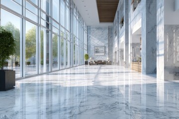 Modern Marble Lobby with Panoramic Windows