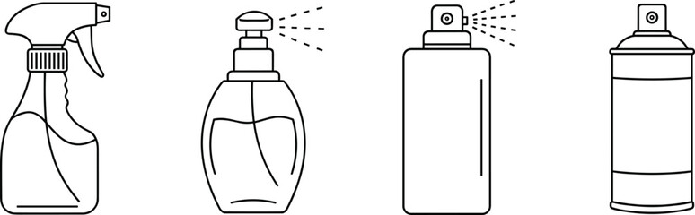 Spray bottle collection, trigger sprayer, pump dispenser, perfume atomizer, aerosol can, cleaning supplies, hygiene products, cosmetic packaging, household tools, mist sprayers