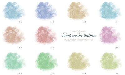 背景フレームにできる水彩カラーテクスチャ―11色セット