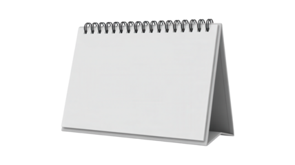 Blank white spiral bound desk calendar with empty pages  ready for your message