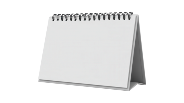 Blank white spiral bound desk calendar with empty pages  ready for your message