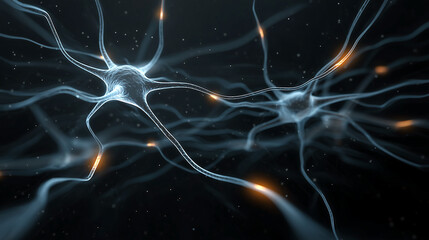 신경망 세포의 전기자극 전달을 보여주는 일러스트-Illustration showing the transmission of electrical impulses in neural network cells