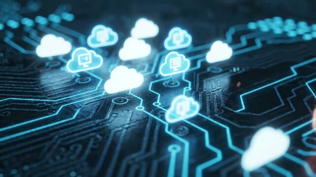 Dark Cyber Circuit Network Closeup