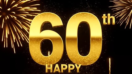 Golden 60th Happy Anniversary Celebration with Fireworks.