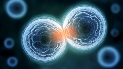 미시적 세계에서 분열된 세포를 보여주는 일러스트-llustration showing a divided cell in the microscopic world 