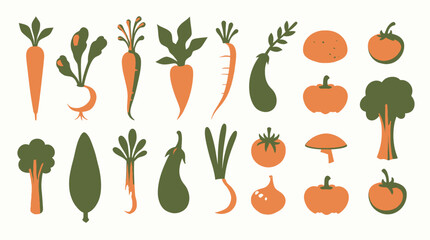 Fototapeta premium A delightful vector illustration showcasing a diverse assortment of fresh vegetables in a charming, hand-drawn style, perfect for culinary-themed designs and healthy eating promotions.