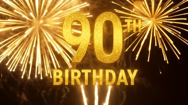 Golden 90th Birthday Celebration with Fireworks Display.