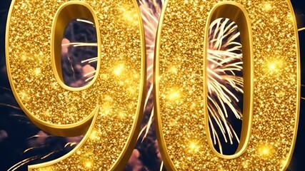 Golden 90th Birthday Celebration with Fireworks.