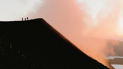 Silhouettes Hiking at Sunrise