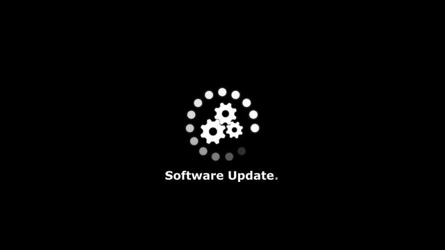 System software update or upgrade neon icon.update,download icon,uploading sign,processing concept,uploading.Installing Update Loader gear icon with loading bar animation. 4k animation