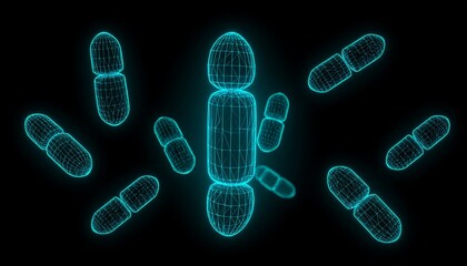 Wireframe model of microscopic organisms
