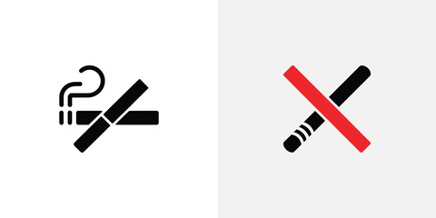 Smoking Sign With Cigarettes With Smoke And No Smoking Symbol With Red Line