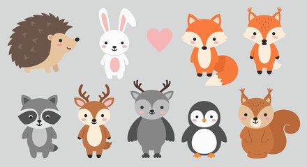 Fototapeta premium Cute Woodland Animals Vector Collection